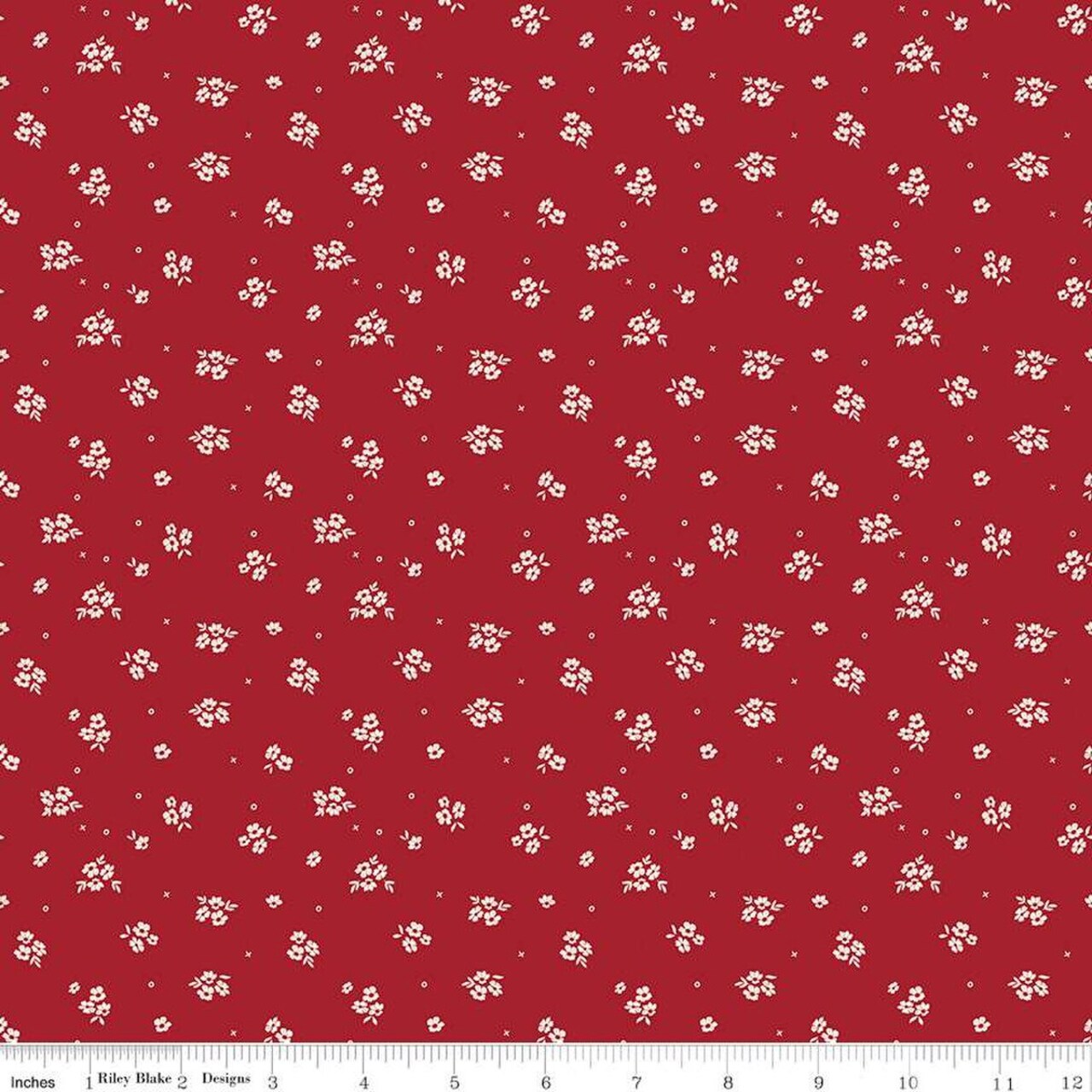 Fabric Riley Blake Red Ditsy Love You Always by the Quarter Yard C16875-RED